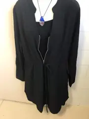 CAROLINE MORGAN BLACK ZIP FRONT JACKET DRESS SIZE 16 BNWT