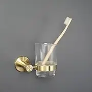 Wall Mounted Towel Bar Brushed Gold Stainless Steel Round Toilet Paper Holder Soap Bottle Robe Coat Hooks Bathroom AccessoriesCup Holder