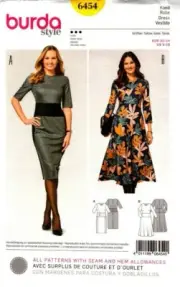 Burda Sewing Pattern 6454 Style Women's Dress Size EUR 34-44 US 8-18