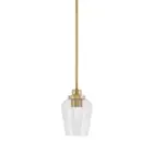 Toltec Odyssey Stem Hung Mini Pendant, Brass, 5" Clear Bubble - 2601-NAB-210