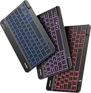 OMOTON Ultra-Slim Wireless Bluetooth Keyboard, 7-Color Backlit Rechargeable Compatible with iPad 9th 2021/ 8th 2020 /7th Generation 10.2, iPad Pro 11/12.9, iPad Air 4 10.5, iPad 9.7 Black