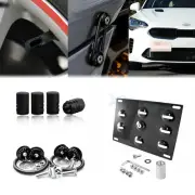 Black Tow Hook License Plate + Air Valve Cap + Release Fastener For Kia Stinger (for: Kia)