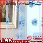 FE# Sunflower Print Window Door Curtain Tulle Curtains for Living Room (Blue)