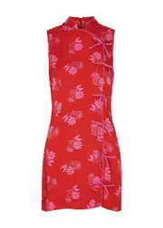 Kitri Aubrey Floral-jacquard Satin Mini Dress - Red - 12 (UK 12 / M) 12 (UK 12 / M)