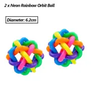 2 x Squeeze Ball Autism Toy Neon Rainbow Orbit Ball Stress Relief Bouncing Balls