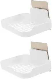 BESTOYARD 2Pcs Wall Mounted Soap Holder Sturdy Shower Soap Dish for Rv Travel Sleek Design Adhesive Bar Soap Tray for Bathrooms and Spaces