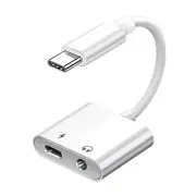 2-in-1 Audio Adapter USB-C to 3.5 mm Jack/Type-C Charging 3.5mm Aux Cable for Samsung Xiaomi Huawei Wired Headphones Con