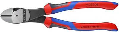 KNIPEX 74 22 200 Comfort Grip High Leverage Angled Diagonal Cutter, 8-Inch,