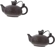 Zerodeko 2 Pcs Teapot for Tearoom Double Pot Teapot Craftsmanship Heat and Cold Resistant Sturdy Handle