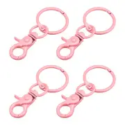 Swivel Clasps Lanyard Snap Hook 44mm 4Pcs Carbon Steel Lobster Binder Ring Pink
