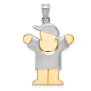 14k Two-tone Gold Two-tone Gold Puffed Boy with Hat on Right Engravable Charm