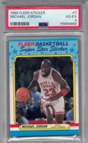 Michael Jordan 1988 Fleer Sticker #7 PSA 4 -but much nicer Chicago Bulls NBAHOF