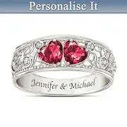 Diamond And Simulated Ruby Personalised Engraved