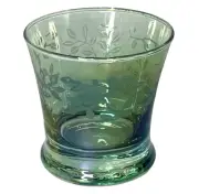 VTG J Preziosi Lavorato A Mano Italian Lustreware Green Etched Leaves Glass RARE