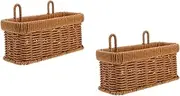WEKADRIN 2pcs Rustic Wall-mounted Hanging Basket Faux Rattan Kitchen Storage Basket for Ginger Garlic Small Items Space-saver Decorative Onion Holder