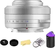 TTARTISAN AF 27mm f2.8 APS-C Frame Lens Ultra-Compact Pancake Lens for Fuji X Mount Cameras for Fujifilm XS10 X-E4 X-T10 X-T20 X-T3 X-T4 X-T100 X-T200 X-T30 X-Pro1 X-Pro2 X-Pro3 X-E1-Silver