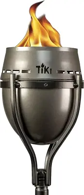 Island King Outdoor Torch 65" Metal Large Flame for Lawn Patio & Garden Silver