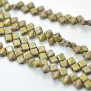 Silky Beads 5mm Lemon Picasso, 40 Beads Czech Glass