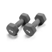 4 LB Pair Gray Neoprene Dumbbells Hand Weights Exercise Gym Anti-Slip Hex Shape