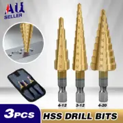 3pcs NEW HSS Steel Step Cone Drill Titanium Bit Set Hole Cutter 3/12mm 4-12/20mm