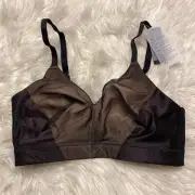 Natori 32DD Bra Black Cafe Side Effect Wireless Back Closure 735332 NEW