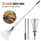 165cm Adjustable Lawn Rake Metal Leaf Gardening Outdoor Garden Raking Tools New