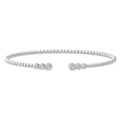 Sterling Silver Natural Diamond Fashion Bangle Bracelet 7" Holiday Gift