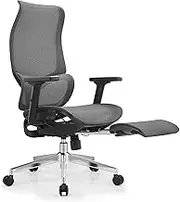 MIUZ Black Ergonomic Mesh Office Chair, Adjustable Height and Armrest, Lumbar Support and PU Wheels, Swivel Computer Task Chair for Office with Footrest