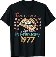 [X.Style] February 46th Birthday This Queen was Born in February 1977 ds870 T-Shirt (M) Black