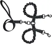 WOONEKY Dog Pulling Rope Pet Supplies Double Leash Black 2.5x138cm Easy to Use Protect Pet's Neck
