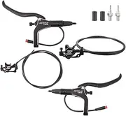 E-Bike Dual Piston Hydraulic Disc Brake Kit, Right Front Left Rear 2.2m Hose, Aluminum Alloy CNC Split Brake Handle with 2 Pin Sensor(Black)