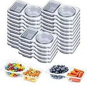 Double Compartment Condiment Container with Lids, 2 Compartment Snack Containers, Disposable Clear Two-Compartment Salad Dressing & Condiment Containers for Sauce, Sampling, Travel Snack (25PCS)