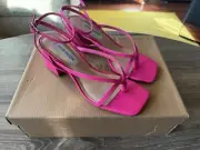 Steve Madden Alaina Pink Open Toe Heeled Shoes Womens Size 6 New With Box