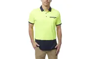 King Gee Mens Hyperfreeze Hi-vis Lightweight Polo Work Shirt K54845 - Yellow/Navy