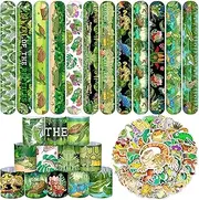 86PCS Reptile Party Favors - 50PCS Stickers, 36PCS Slap Bracelets, Alligator, Lizard, Gecko, Snake, Turtle Snap Bracelet for Kids Party Supplies Decorations Gifts