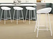 [ALFORDSON] 4 Pcs Metal Bar Stools, Finn White Dining Kitchen Barstools Counter Dining Chair with Footrest 67cm Seat Height for Home Bar Dining Room