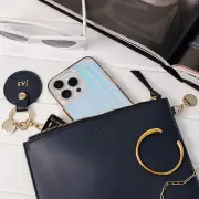 Navy Personalised Leather Pouch