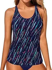[Yonique] Womens Tankini Top Only Athletic Swim Top Modest Tankini Swimsuit No Bottom