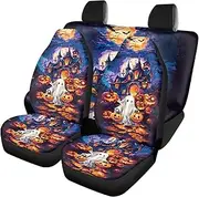 Halloween Black Cat Pumpkin Car Seat Covers Seat Protector Seat Covers Set Car Seat Cover Easy to Install Breathable, White Gho-st