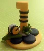 Edible Bumble Bee 3D Up right Number BIRTHDAY CAKES DECORATIONS CUPCAKES TOPPERS