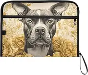 YMXFXP Expandable Filing Folder Dog Animal Floral, 13-Pocket Funny Cute Design with Sticky Labels, A4 Letter Size Document Organizer for Office, School, Boys, Girls