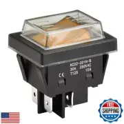 Heschen High Current Rocker Switch, 30A 250VAC, ON-OFF 2 Positions, DPST, 4 T