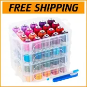 Complete Set of 80 Polyester Embroidery Threads with 4-Layer Organizer Box