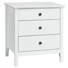 3-Drawer Wooden Nightstand Modern Bedside Table-White - Color: White