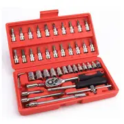 OZNALA 46X Socket Set Wrench 1/4" Drive Metric Flexiable Extension Bar Repair Tool Kit