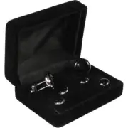 Men's J.Valintin Tuxedo Shirt Cufflinks Stud Set Black Silver 92565
