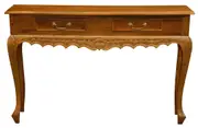 Seine 2 Drawer Carved Sofa Table - Light Pecan
