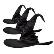 Unisex Halloween Angled Witch Hat Black Folds Wizard Hat Men Women ParKA CR