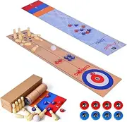 Game Mat, Bowling Shuffleboard Table, 3 in 1 Table Top Games Shuffleboard Bowling and Curling Games, Portable Tabletop Games for Traveling Family Gatherings Quzente