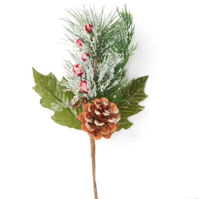 Artificial Pine Sprays with Red Berries and Pinecone
